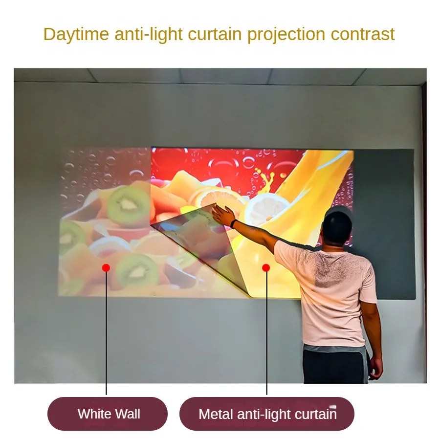 Portable metal anti-light curtain simple folding highlight gain hotel household projector curtain HD picture