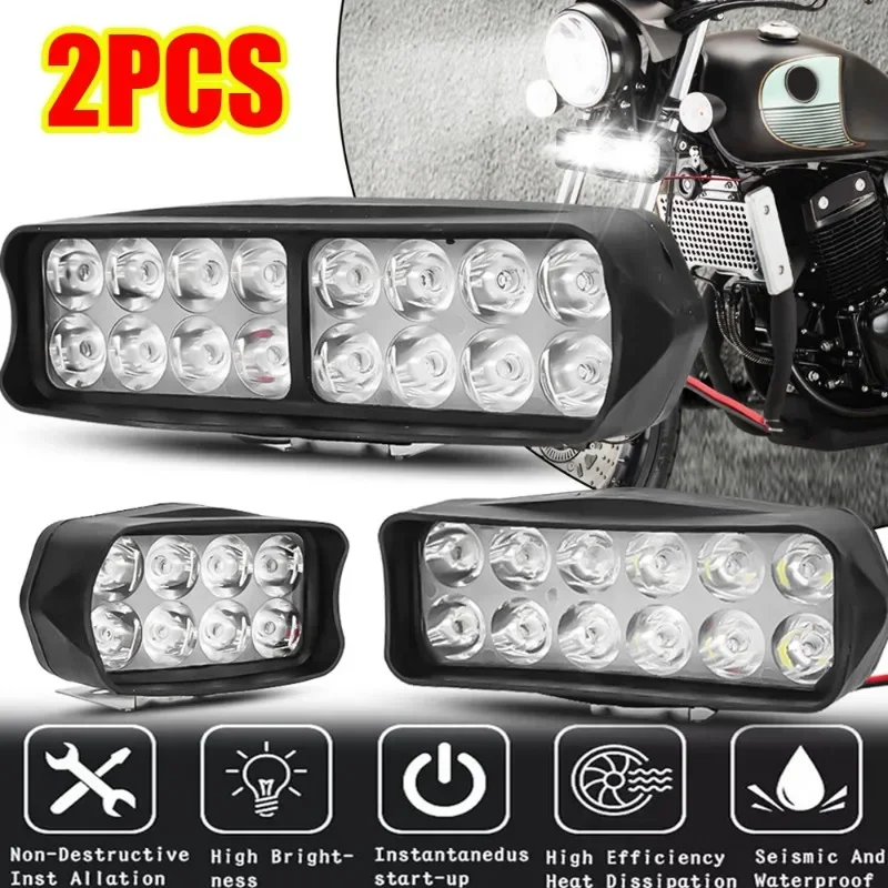 12V Universal Car Work Lights 8/12/16LED Off-road Vehicle Truck Driving Modified Headlights Motorcycle Fog Headlights DRL Lamp