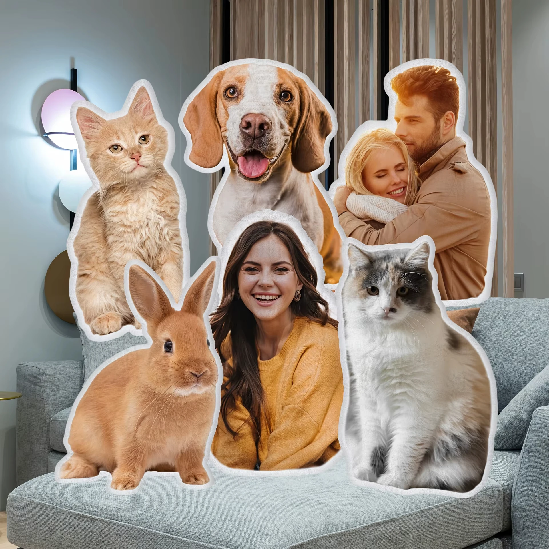 Double‑Sided Printed Custom Picture Pillow, Personalized Cutout Photo Throw Cushion, Customized Dog Cat Pet Portrait Gift