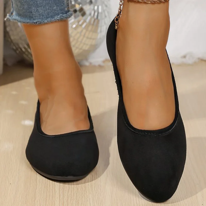 

Лаконичные черные легкие туфли на плоской подошве, женские весенне-осенние мягкие туфли из искусственной замши на плоской подошве, женские повседневные туфли без шнуровки