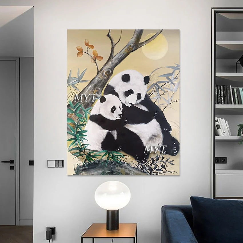 

Panda Animal Abstract Textured Oil Paintings Frameless Natural Landscape Art Picture Canvas Poster High Quality Wall Hanging