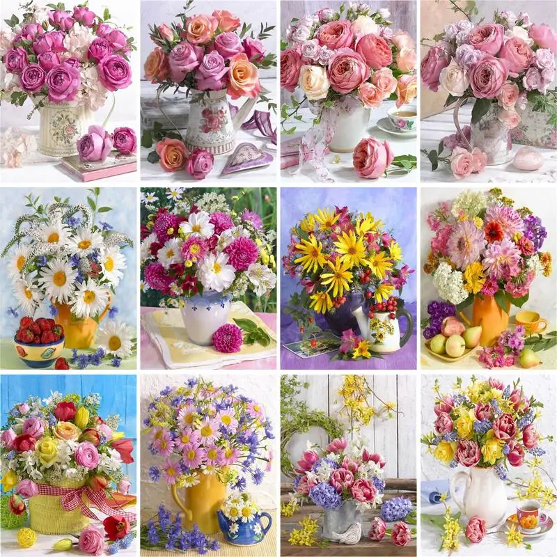 

GATYZTORY 60x75 см рамка, искусственные цветы, акриловая стена, искусственная Раскраска по номерам для дома, подарок «сделай сам»