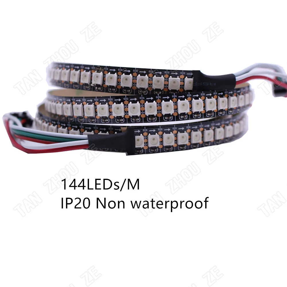 1m 2m 3m 4m 5m 12mm PCB 144 leds WS2812B 144 LEDs/M 5050 RGB Chip WS2811 IC Digital 5V LED Strip światło niewodoodporne