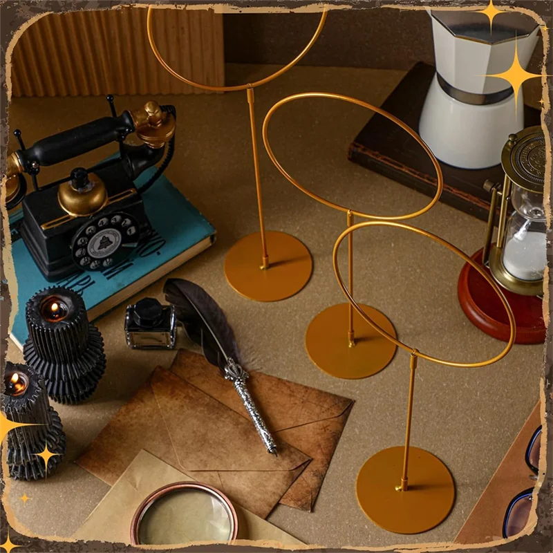 

Hot Sale-3 PCS Gold Metal Round Hoop With Stand Standing Golden Ring Centerpieces Large Goal Posts For Party