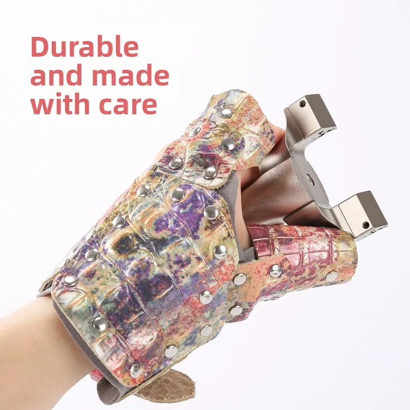 Half Finger Cowhide Gloves Crocodile Texture Slingshot Hand Guard Fishing Shooting Outdoor Universal Wear Resistant Non Slip view 5