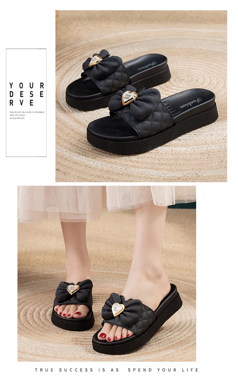 Female Wear Bottom Lady Fashion Versatile Internet Cool Slippers Celebrity Flat One-Word Thick-Soled Outer Beach