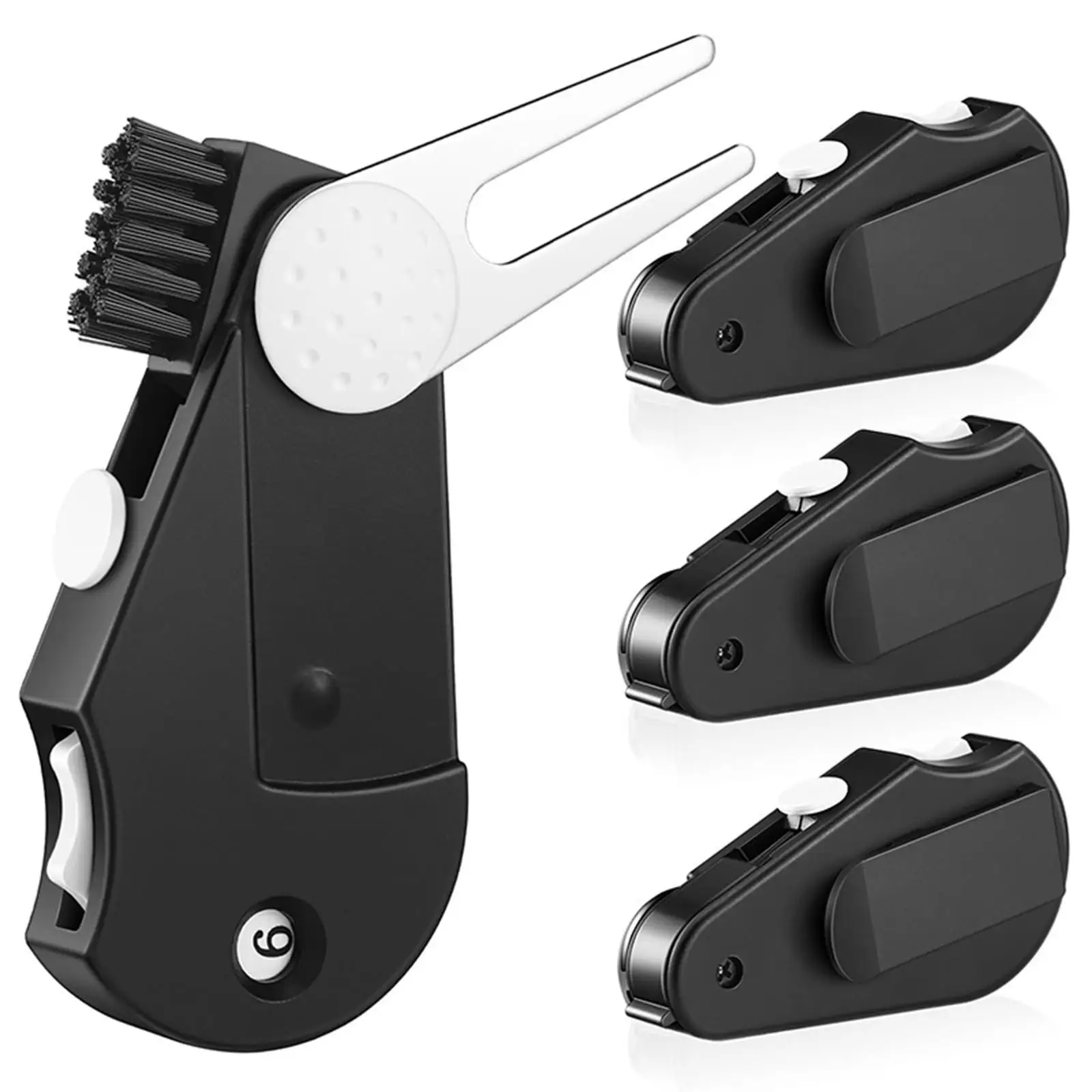 4x أداة إصلاح الجولف وضع الشوكة الخضراء ملحقات الجولف ممارسة النساء والرجال لعبة الجولف المدمجة مع فرشاة تنظيف علامة الكرة