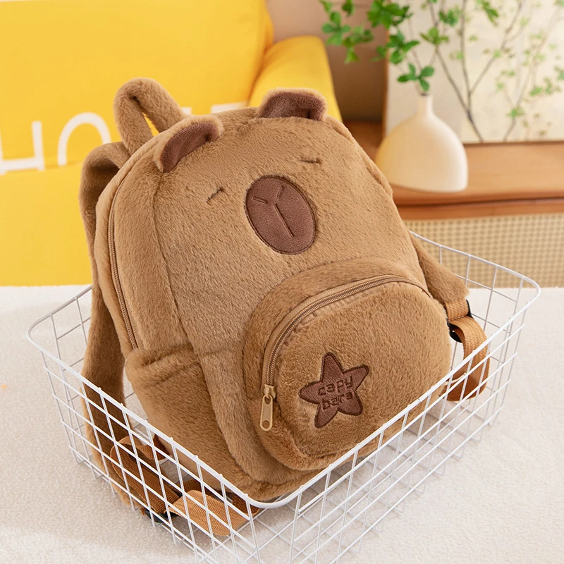 1 Piece Capibala Large Capacity Backpack Plush Capybara Bag Casual All-match Fur Bag Student School Bag