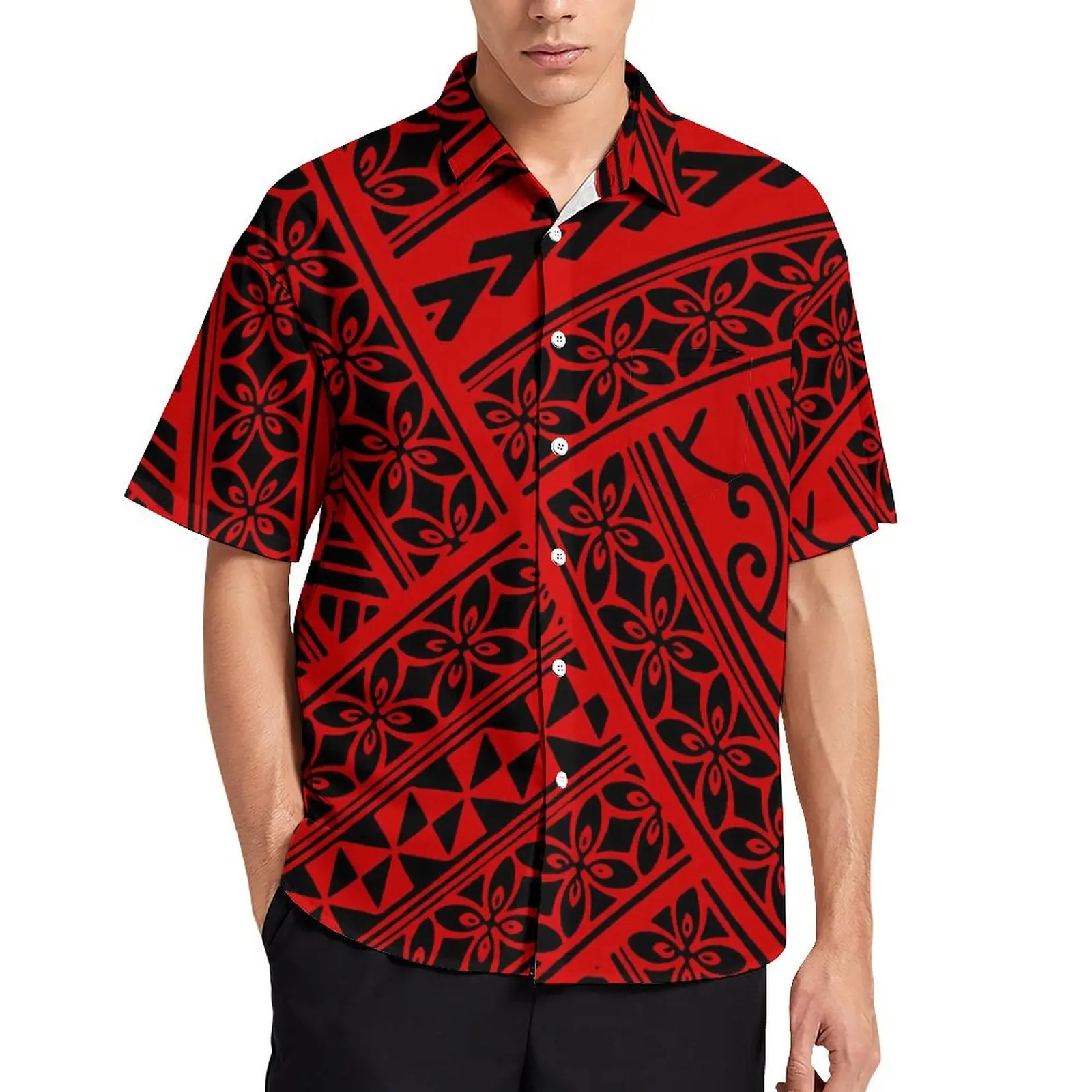 Men\'S Casual Fashion Top Polynesian Print Shirt 2024 New Fiji Island Style Custom Summer Short Sleeve Shirt