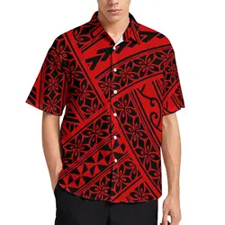 Men'S Casual Fashion Top Polynesian Print Shirt 2024 New Fiji Island Style Custom Summer Short Sleeve Shirt