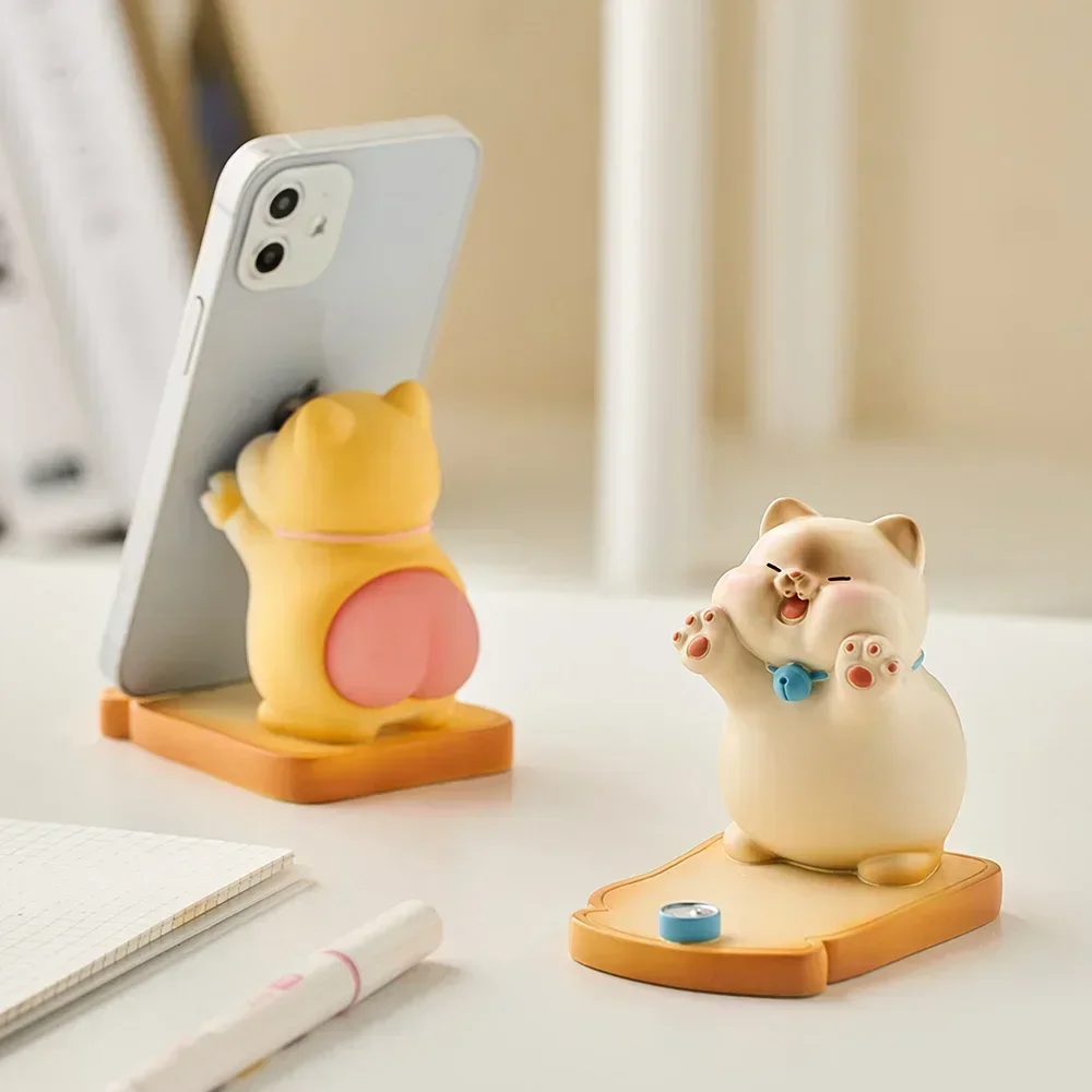 Modern Style Resin Cat Phone Holder Home Decoration Lovely Relief Toy Table Ornaments Office Computer Desktop Accessories