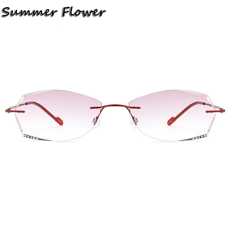 

Fashion Prescription Glasses Gradient Pink Women Light Frames Tint Colored Lenses with Stones for Myopia Eyeglasses Spectacles