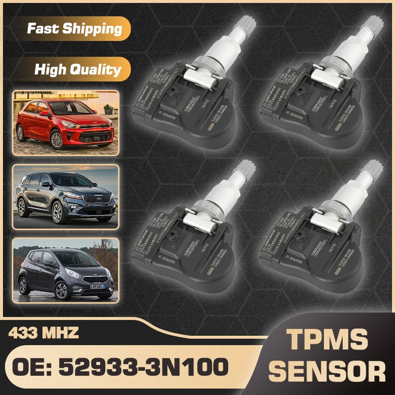 

433 MHz Car TPMS Sensor For Kia Rio 2017-2022 Kia Sorento II III 2012-2021 Kia Venga 2009-2018 Tire Pressure Sensor 52933-3N100