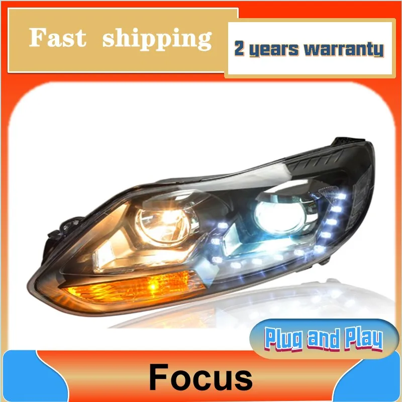 

Car Styling for Ford Focus Headlamp 2012 2013 2014 Focus Headlight DRL Turn Signal Low High Beam Projector Lens