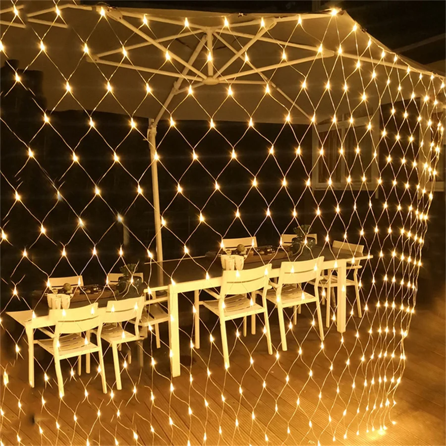 Connectable 3x2M 192LED Christmas Net Lights Outdoor 8 Modes Waterproof String Lights for Garden Party Wedding Background Decor