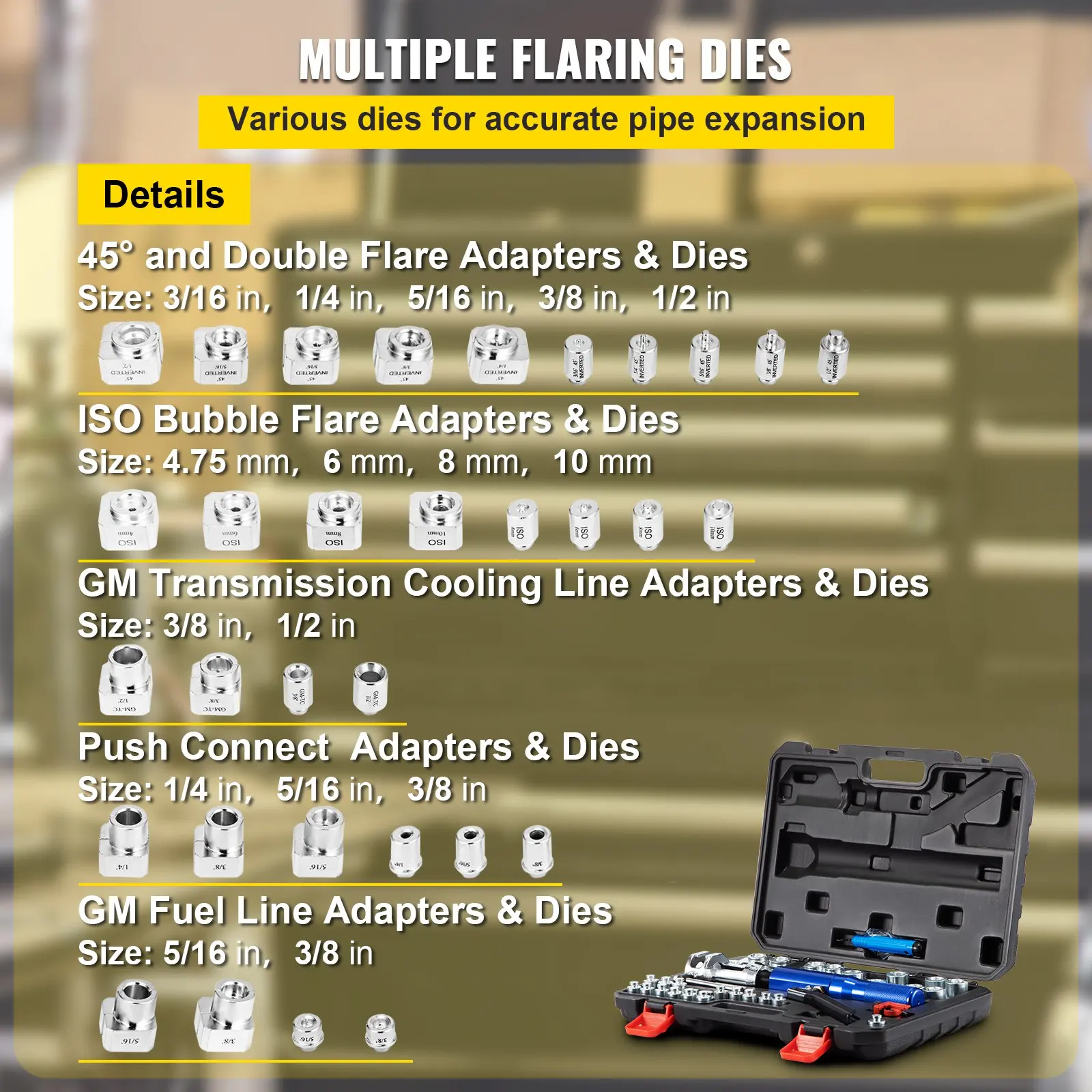 32 PCS Tube Flaring Tools for Copper Lines , Hydraulic Flaring Tool Kit, 45° Double Flaring Tool, Brake Repair Brake Flaring