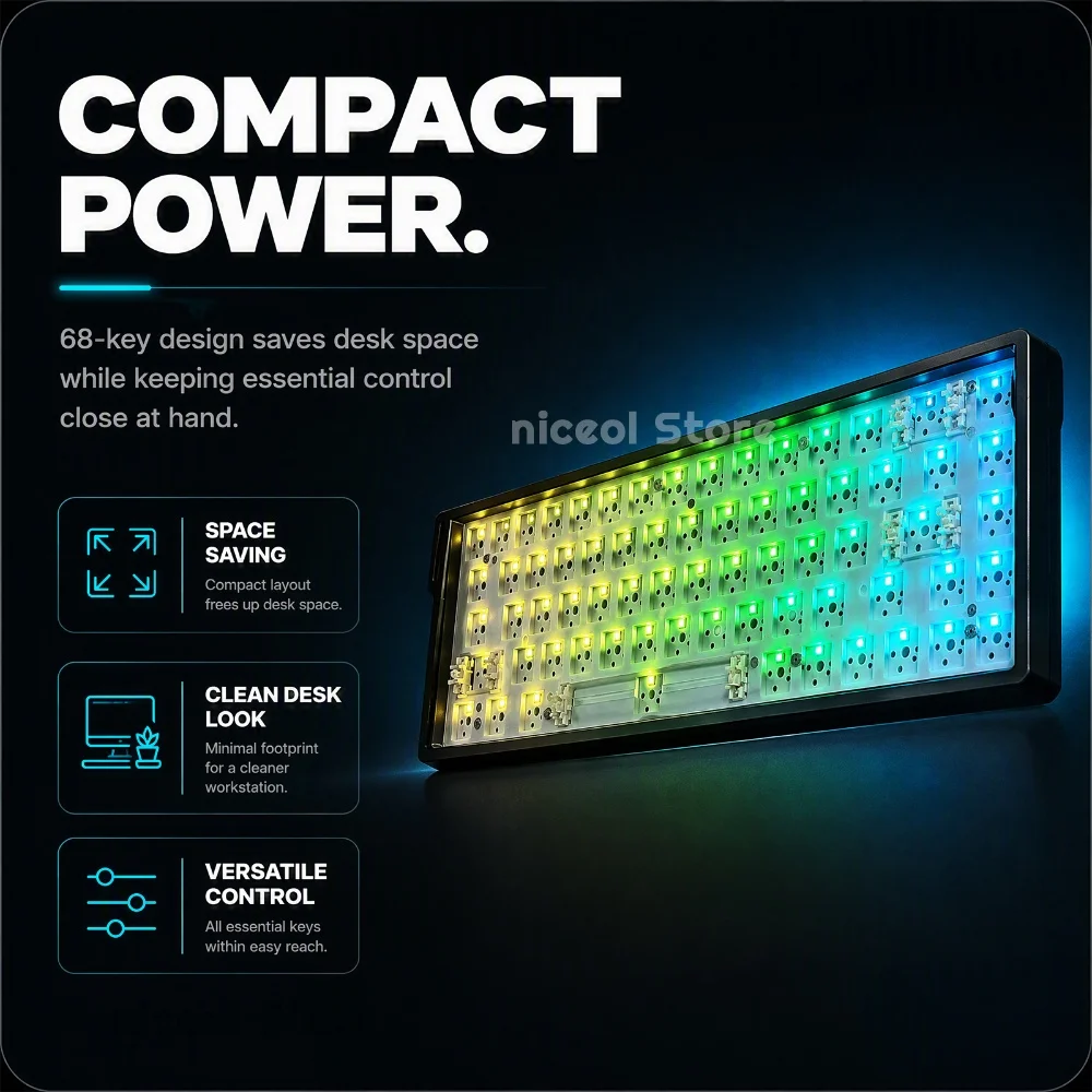 Mechanical Keyboard for GMK68 68 Keys Gasket Hot Swap Triple Mode Bluetooth-compatible 5.0 2.4G RGB PBT DIY