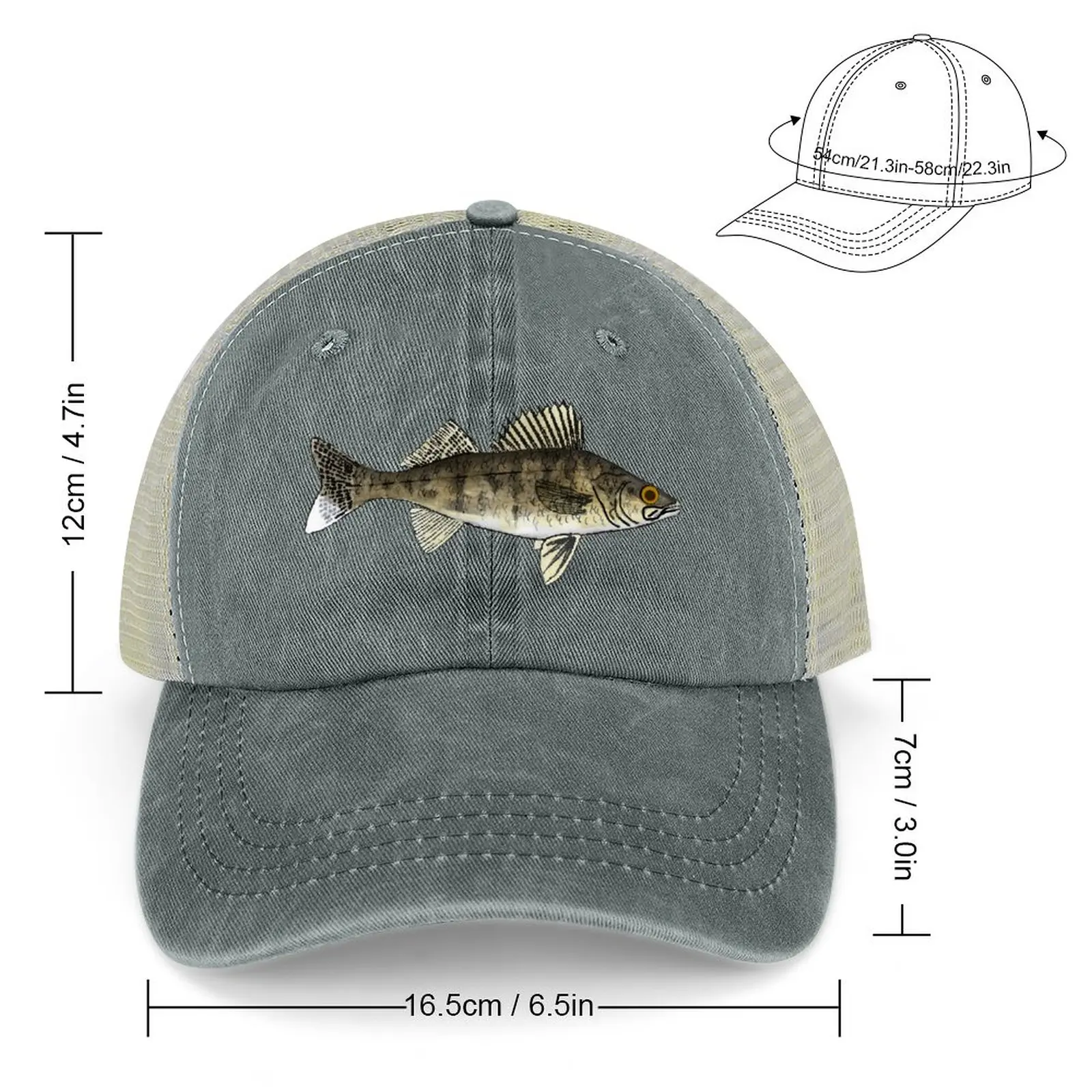 Walleye Cowboy Hat Sun Cap Snapback Cap Men Golf Wear Women'S