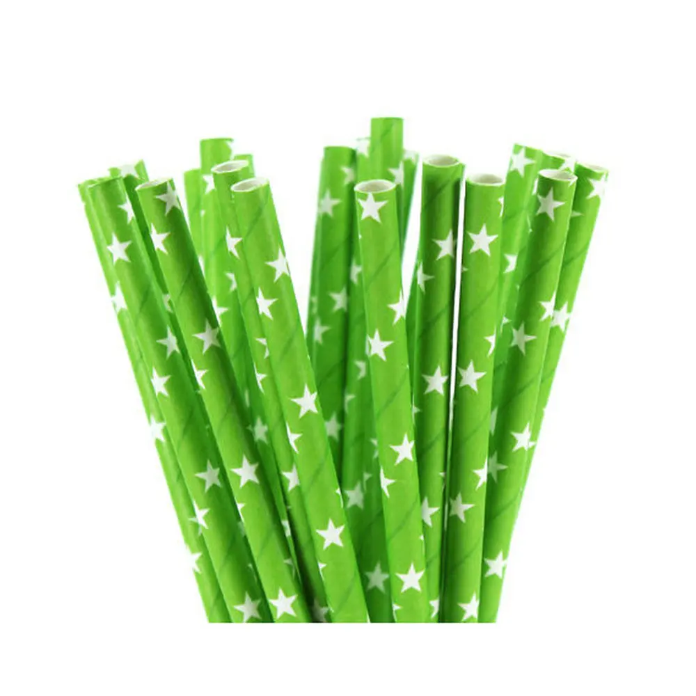 25pcs Grass Green Paper Straws For Birthday Wedding Decorative Event Party Supplies Environmental Drinking Straws