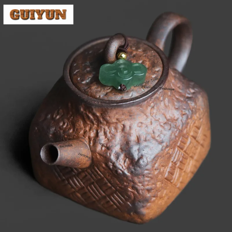 

Чайник-заварник из грубой керамики 100 мл, винтажный, с рельефным узором, для заваривания чая, с отверстием для шарика, для декора кафе