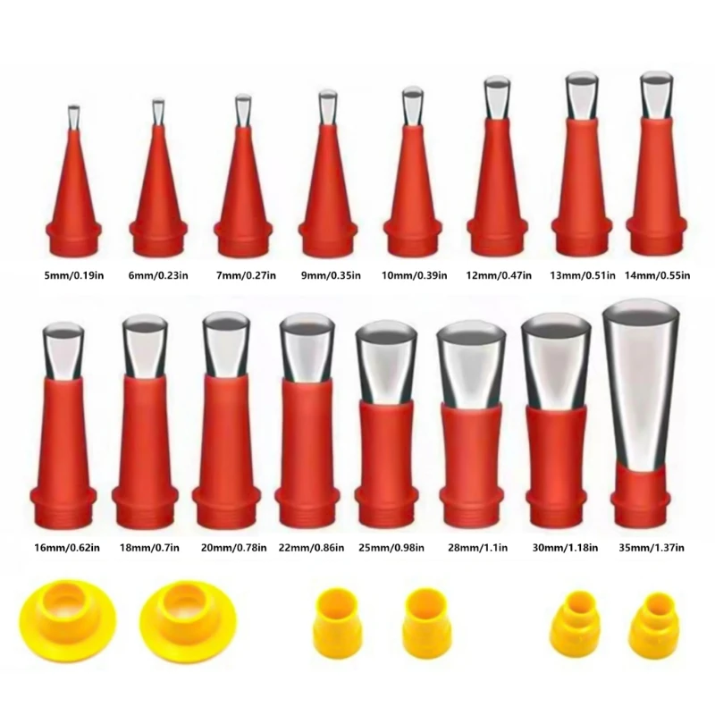 ipiip 22Piece Caulking Finisher Extension Nozzle Tips Easy to Clean Stainless Steel Tips Suitable for Seamless Application