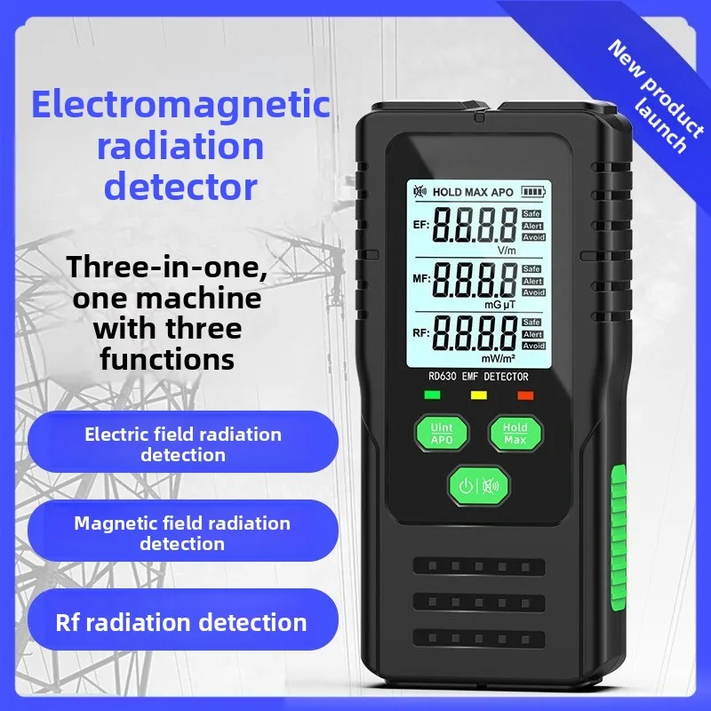 

Electromagnetic Radiation Detector Electric Field and Magnetic Field Radio Frequency Detector 3 in 1 High Frequency Instrument