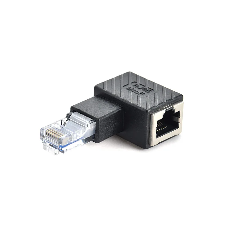 Adaptor Ethernet sudut kanan kiri atas bawah, 90 derajat dan 270 derajat RJ45 8P8C Ethernet Female ke 8P8C Male Adapter