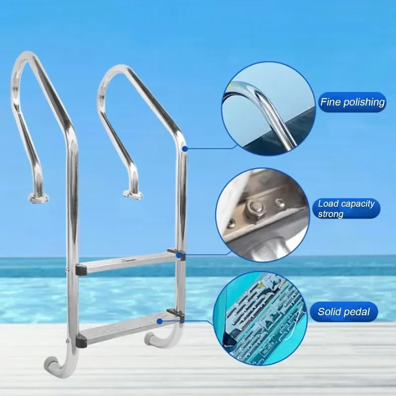 SF-315 Three Step Swimming Pool Ladder 316 Stainless Steel Handrail 1.0mm 1.2mm Pipe Thickness Durable Inground Spa Accessory