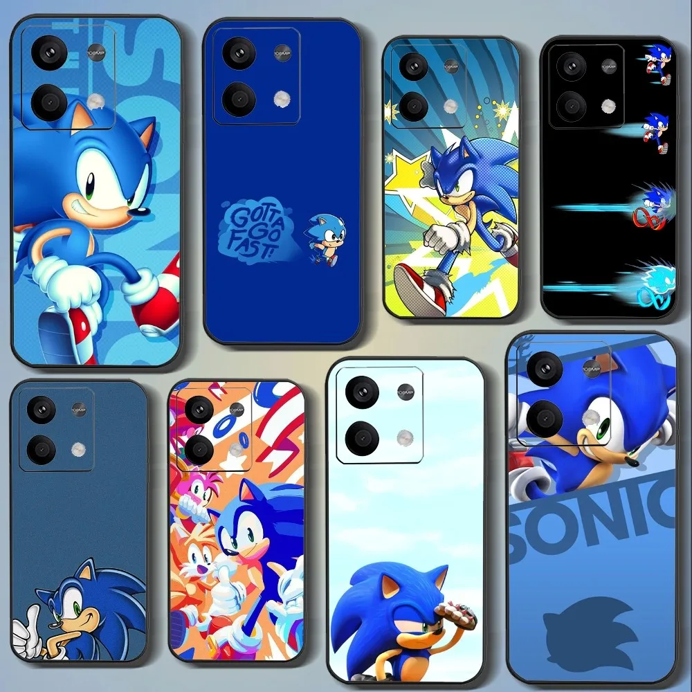 S-Sonics Cute H-Hedgehogs Phone Case For Xiaomi 11 Redmi Note 11 5G 8T 9A 9 10T Note8Pro Note9 12SUltra Black Case