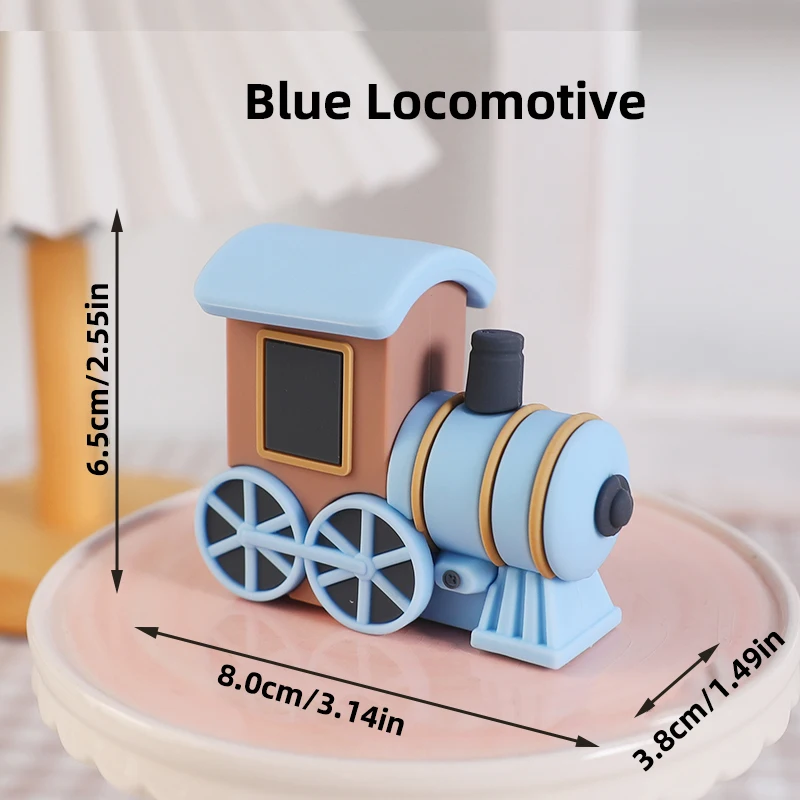Blauer Zug-Kuchenaufsatz, Lokomotive, Kuchendekoration, weiches Gummi, rot, blau, grau, Macaron, kleiner Zug für Kinder, alles Gute zum Geburtstag – Detail 18