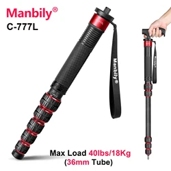 Manbily Camera Monopod Carbon Fiber C-777L Professional Travel Stand For GoPro Nikon DSLR Photograph 36mm Max Load 40lbs/18KG