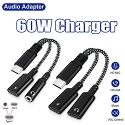 PD 60W USB C Fast Charging Adapter For Samsung Galaxy S24 S23 S21 S22 Ultra Type C To 3.5mm Headphone Aux Jack Audio Converter