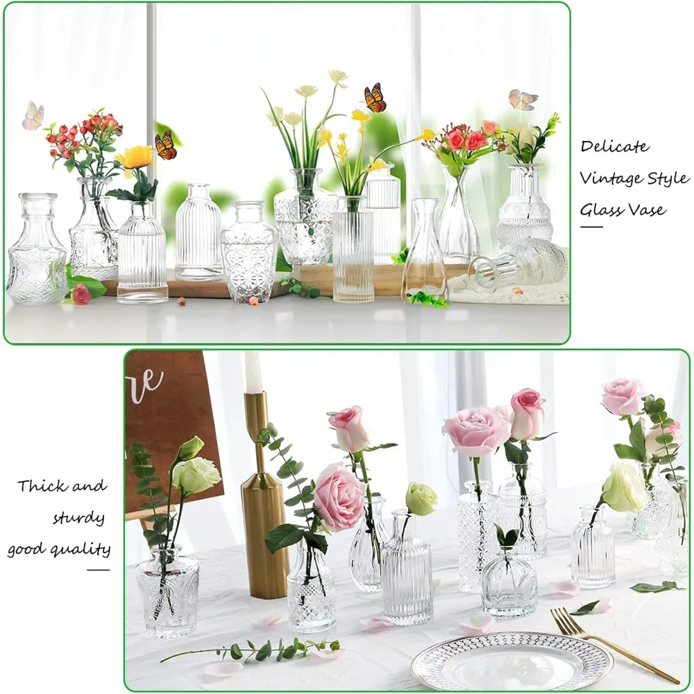 

Glass Bud Vases -Set of 20 for Flowers, Small Clear Bud Vases in Bulk for Centerpieces Home Decor, Mini Glass Assorted for