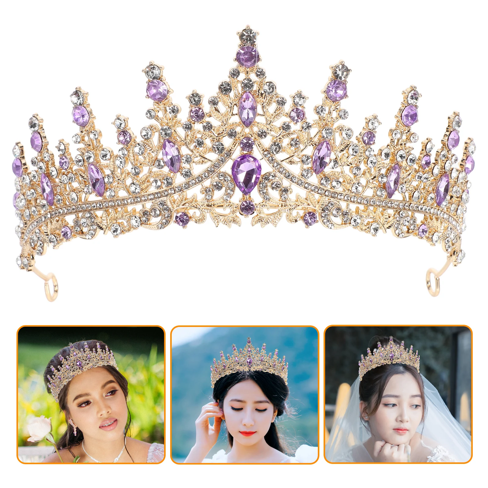 

European Baroque Style Teardrop Rhinestone Crown Accessories Zinc Alloy Bridal Wedding Prom Party Headpiece Secure Fit Mini