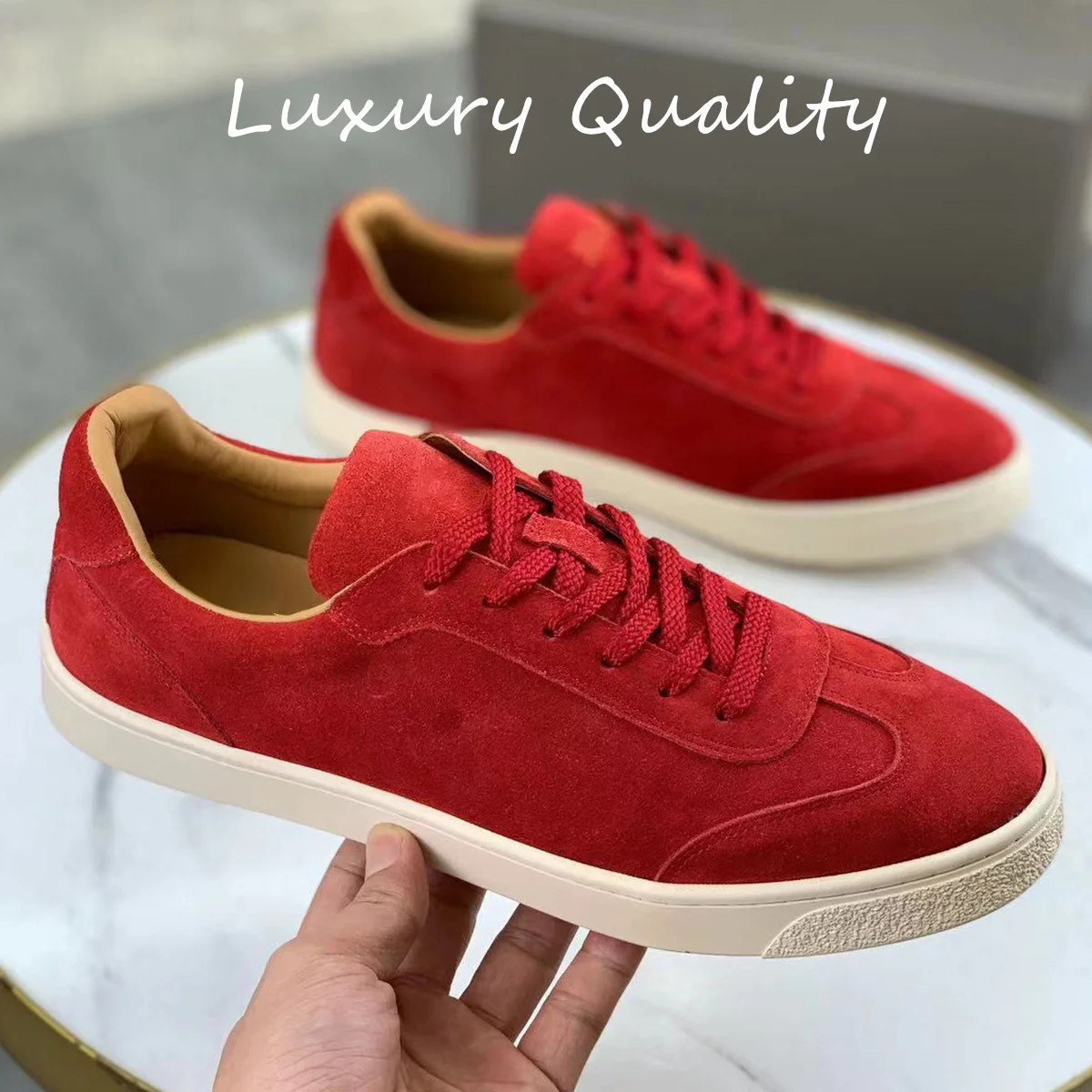 2024 Summer New Men's Genuine Leather Flat Shoes Solid Color Lace-up Breathable comfortable Sneakers Outdoor Shoe