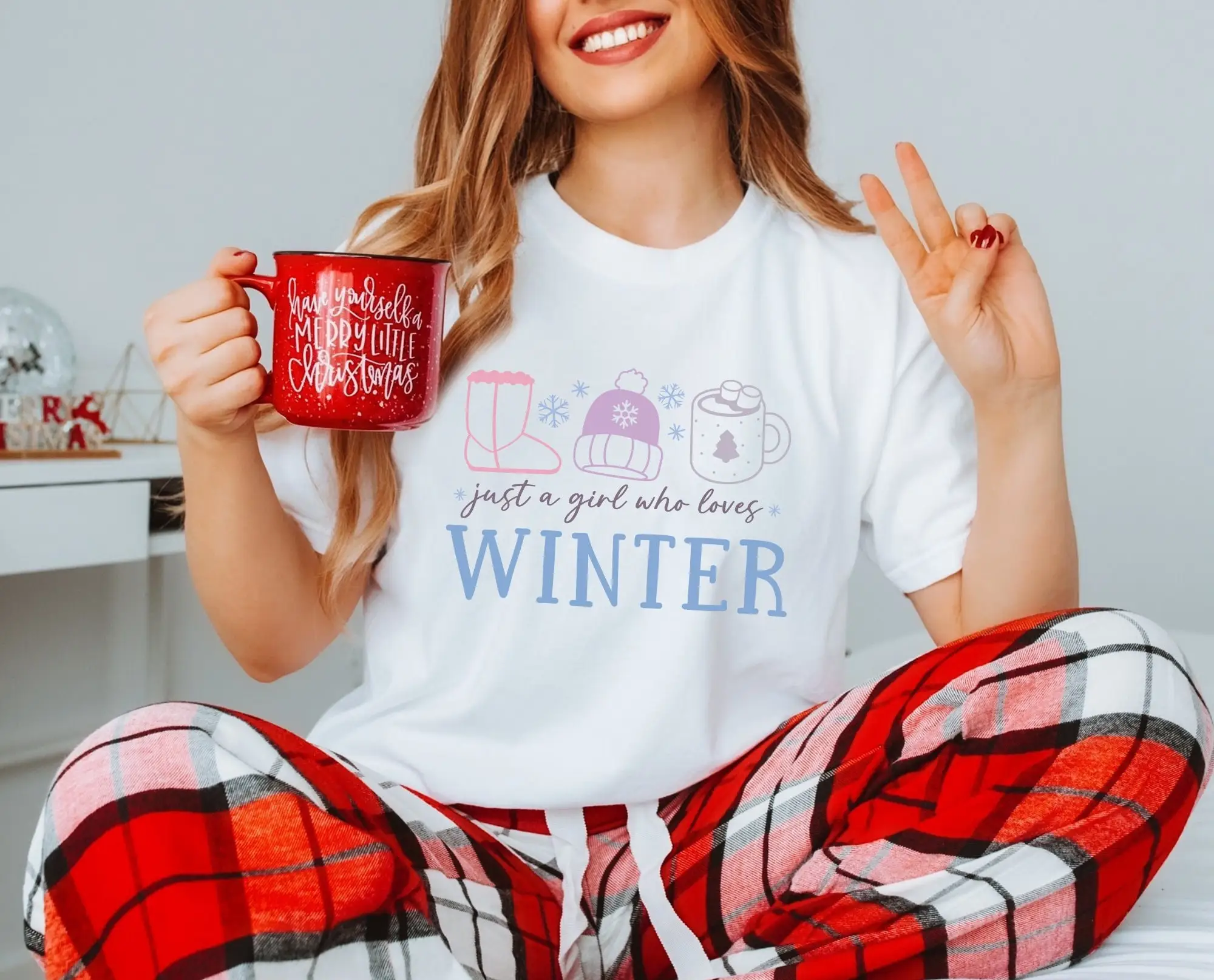 Christmas T Shirt Just A Girl Who Loves Winter Tree Wintert Boho Clothing Wintermotiv Cottagecorestyle Christmast