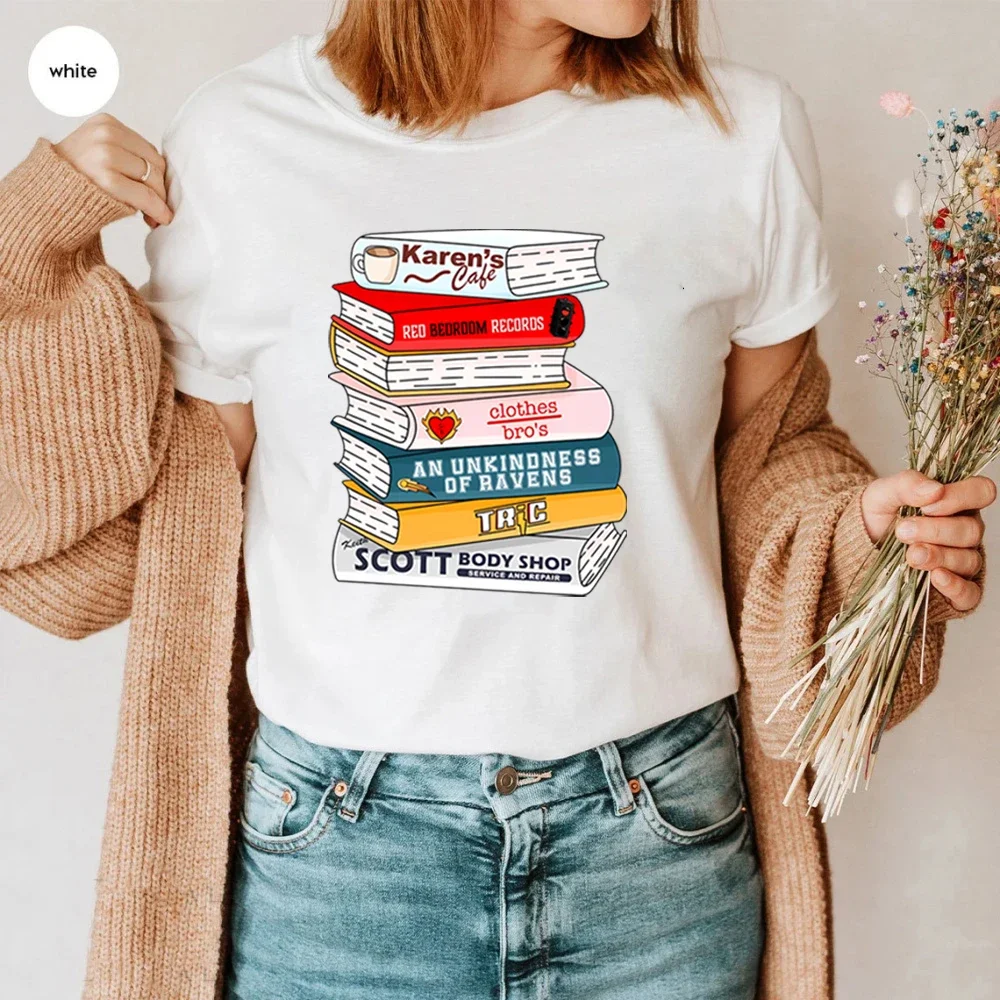 One Tree Hill Bookstack T-Shirt Tree Hill North Carolina Shirt Karen's Cafe OTH Tees Tv Show Inspired Shirts Women Casual Tops