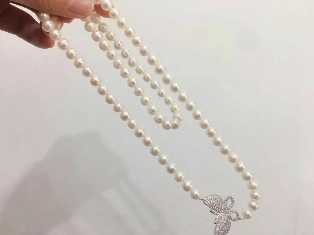 

elegant 9-10mm south sea round white pearl necklace 26" jewelry netflix vintage tassel necklace