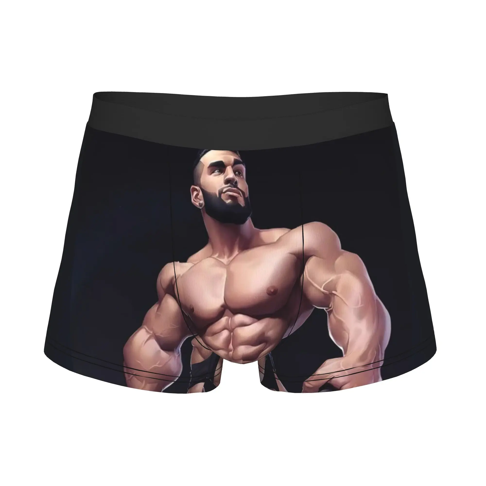 Sexy Hunk Cartoon Muscle Man Gym Body Art Boxers Shorts Men Pride Gay Art Briefs Underwear Cool Underpants