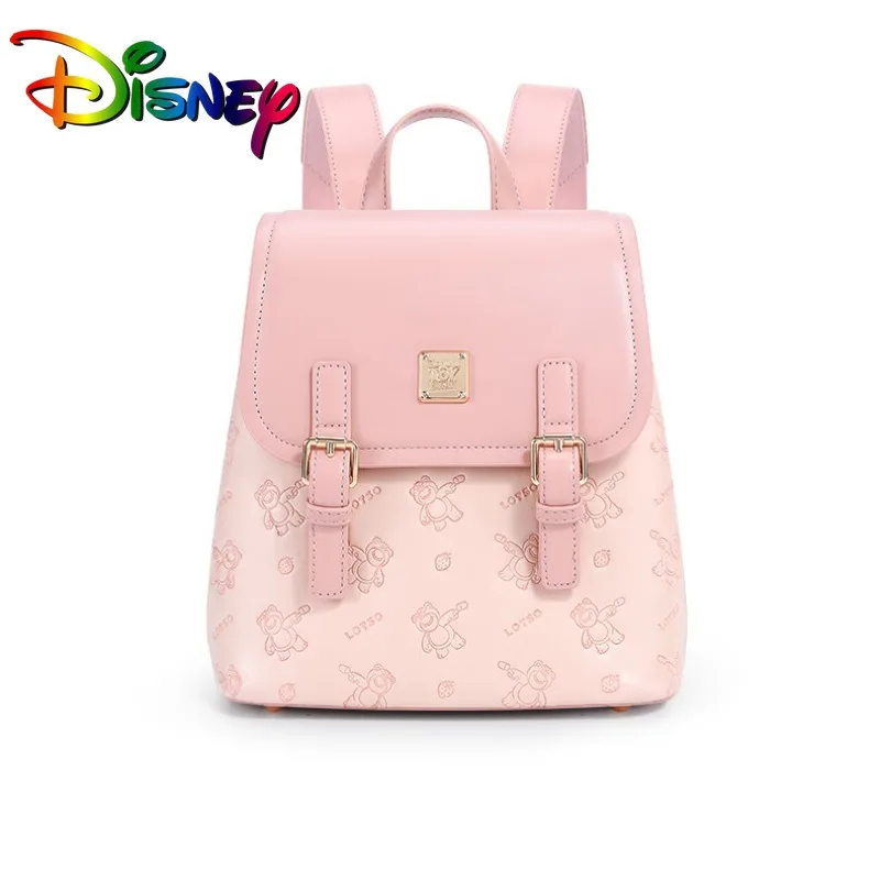 

Disney Lotso Backpack for Women Girl Student Luxury Purse Handbag Pink School Bag PU Leather Pendant Travel Birthday Gift