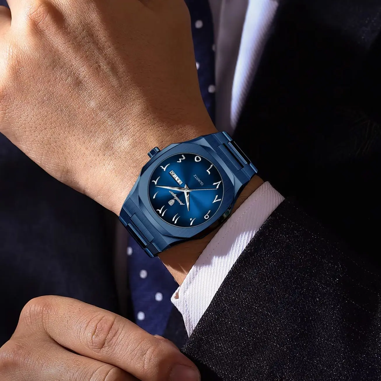 POEDAGAR Luxury Fashion Men's Clock Waterproof Week Date Male Watch Quartz Stainless Steel Business Watches For Man Reloj Hombre image 4