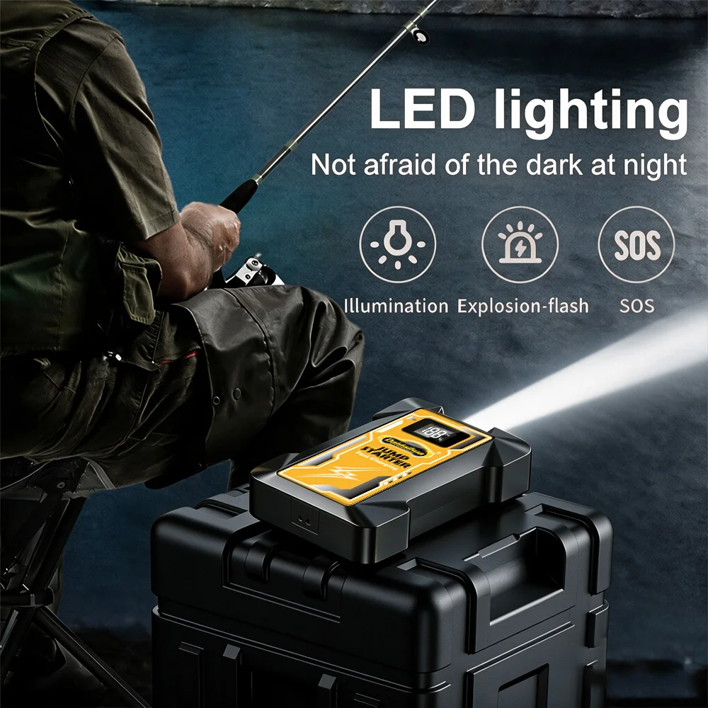 Portable Car Jump Starter 12V Battery Booster Pack Up to 6.0L Gas Diesel Power Bank LED Flashlight for Cold Weather Emergency