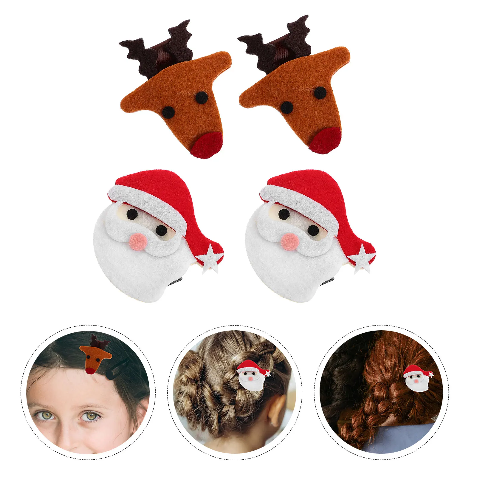 4 個クリスマスヘアクリップ素敵なクリスマスバレッタパーティーヘアアクセサリークリスマス頭飾り装飾クリスマス帽子