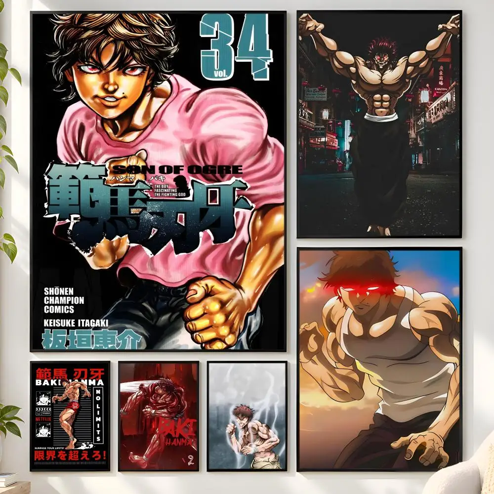Anime B-Baki The G-Grappler Poster Matte Wall Peel And Stick Decor Bedroom Living Room Office Dorm Home