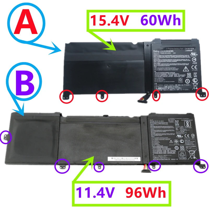 C41N1524 Battery For Asus ZenBook G60V Rog G501VW FI038T BSI7N25 N501VW N501JW UX501JW Pro UX501VW FI084T FJ024T FY057R DS71T