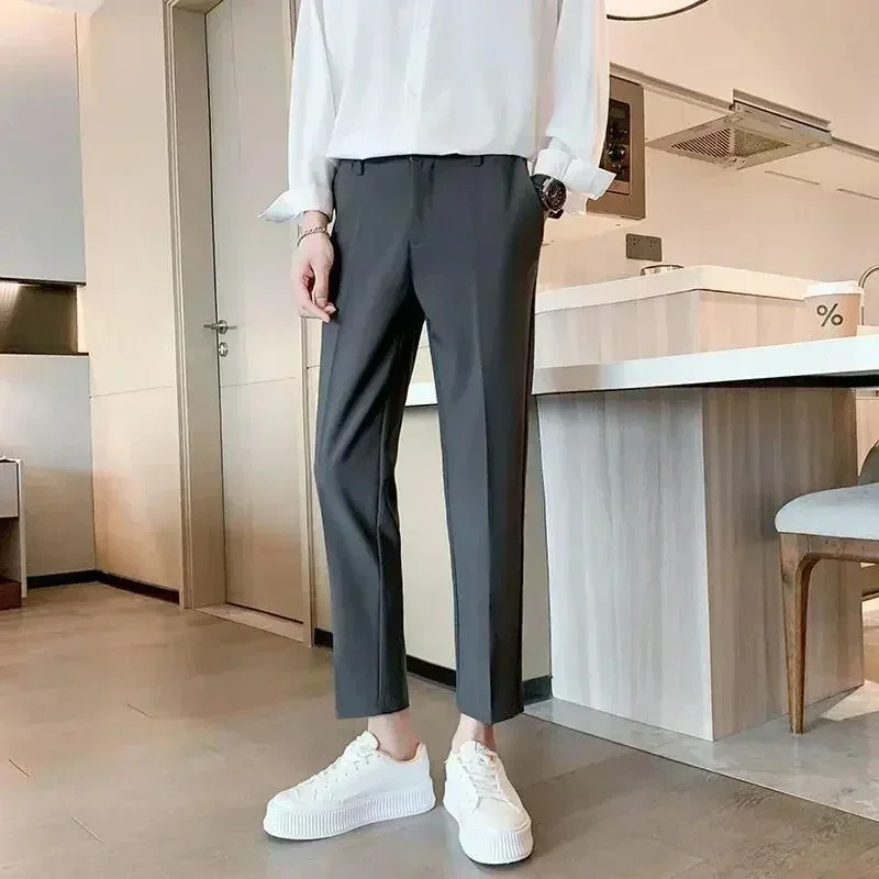 A1985 1XL-3XL Male Spring Business Office Pants England Style Men's Summer Thin Autumn Thick Pants