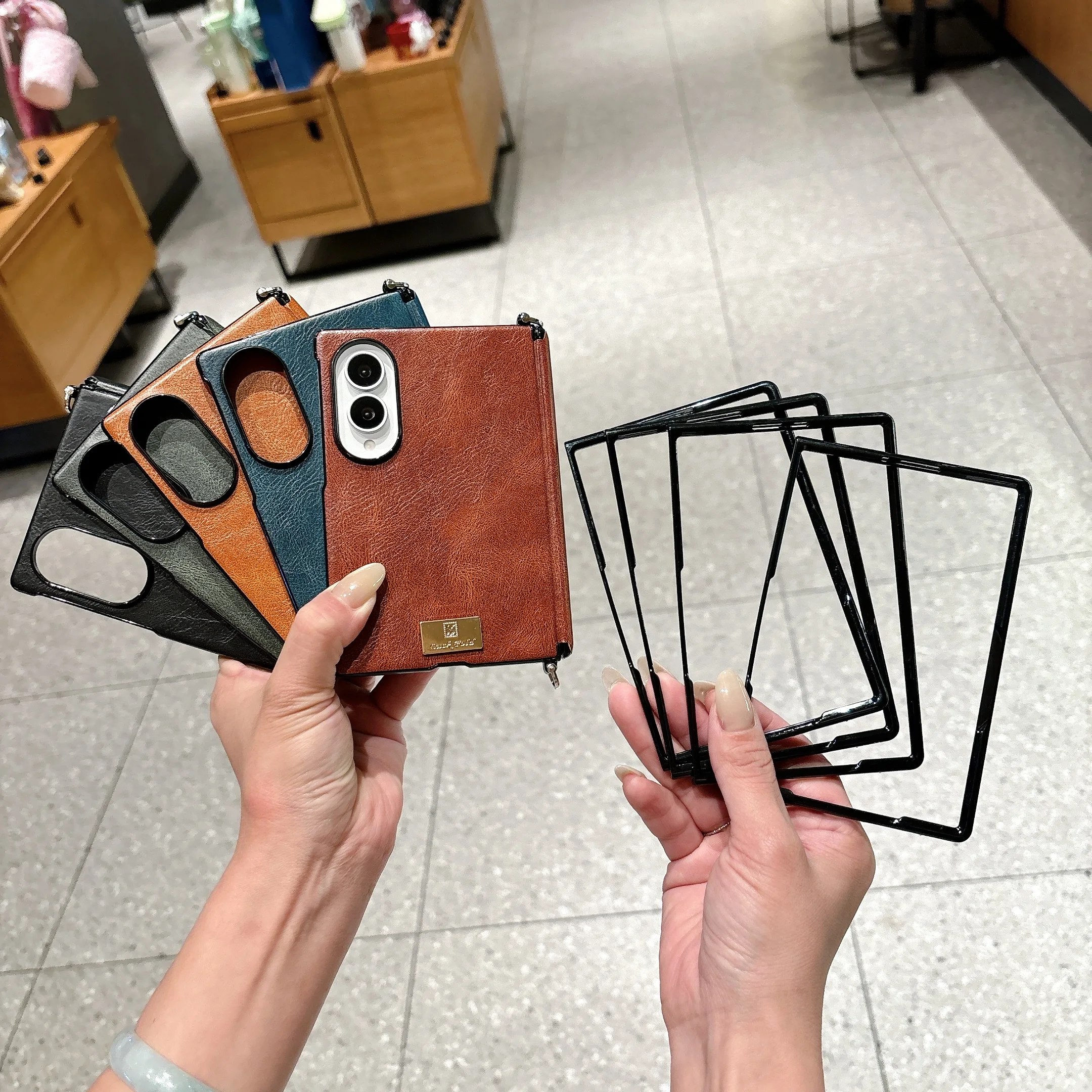 Luxury Fashion Vintage Oil Wax Leather Case for Samsung Z Fold 8 Wide Hinge Protection Shockproof with Wrist Strap Slim Cover view 3