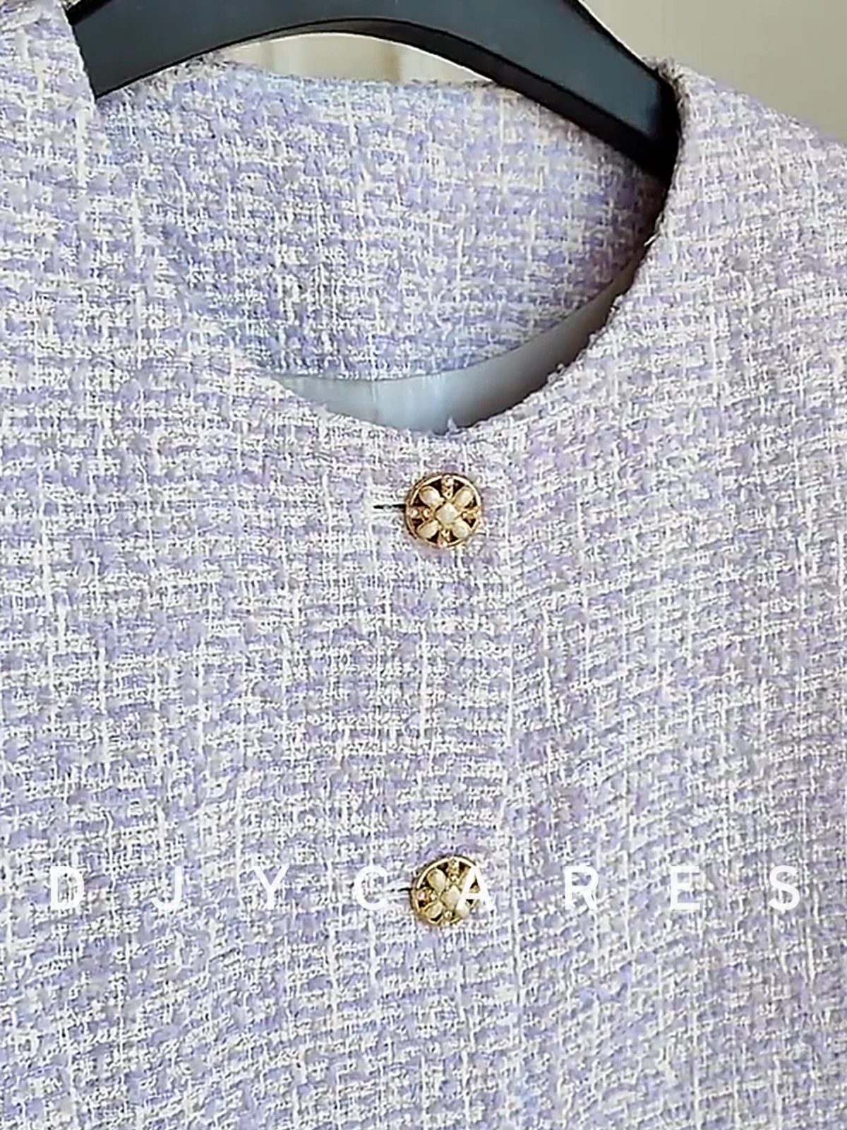 New  Rough tweed elegant purple jacket round neck romantic top