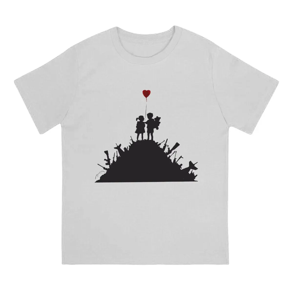 Graffiti Artist Banksy Children Boy And Girl With Heart Balloon Tshirt Graphic Men Vintage Fashion Summer Short Sleeve T Shirt