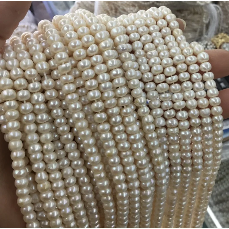 

4-5mm Wholesale White Natural 3A Button Freshwater Pearl Loose Pearl Strand for Jewelry Making